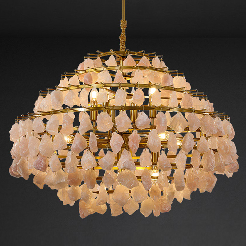 Hardis Pink stone Chandelier 82 Латунь Дымчатая Роза в Барнауле | Loft Concept 