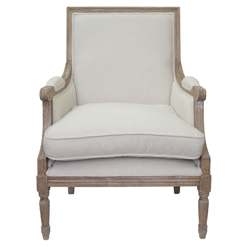 Кресло William Classical Armchair beige flax Бежевый Коричневый Кресло William Classical Armchair beige flax Бежевый Коричневый в Барнауле | Loft Concept