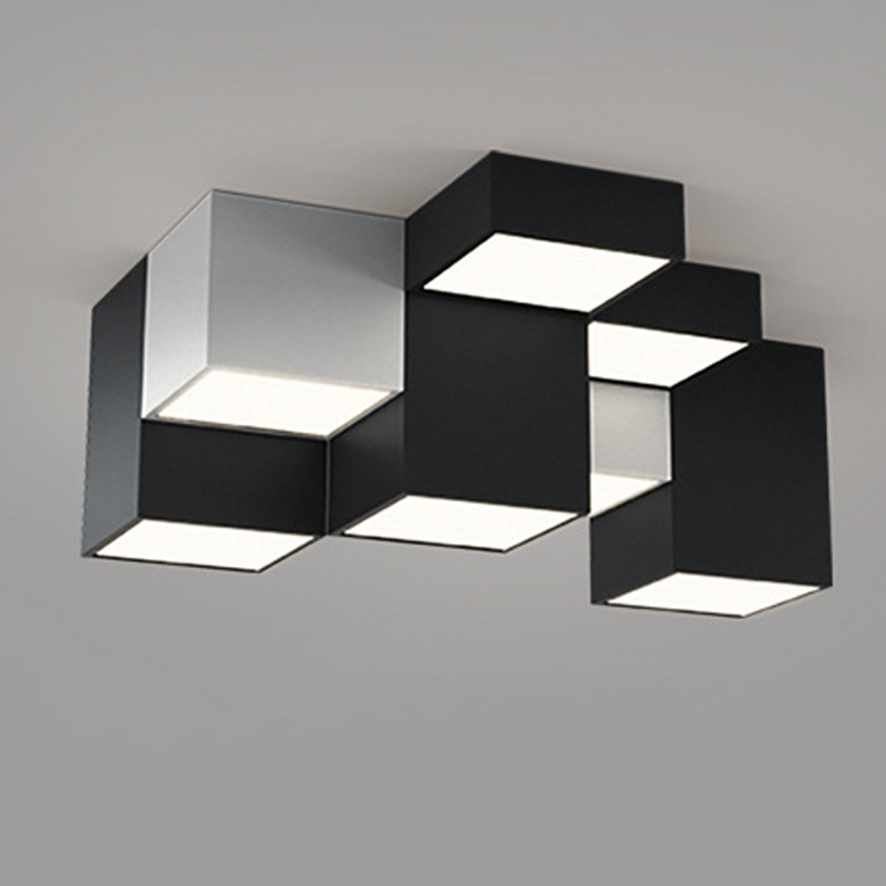Комбинация из 9-ти геометрических потолочных светильников Nine Geometric Lamps Черный Белый в Барнауле | Loft Concept 