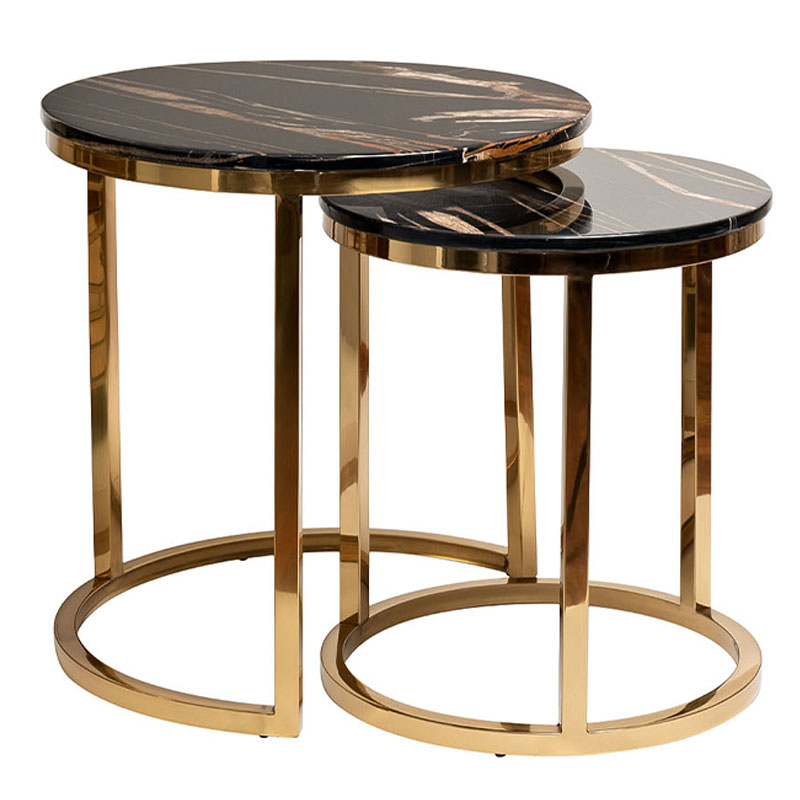 Комплект приставных столов Hewdonald Black Side Tables Глянцевое золото Черный Комплект приставных столов Hewdonald Black Side Tables Глянцевое золото Черный в Барнауле | Loft Concept