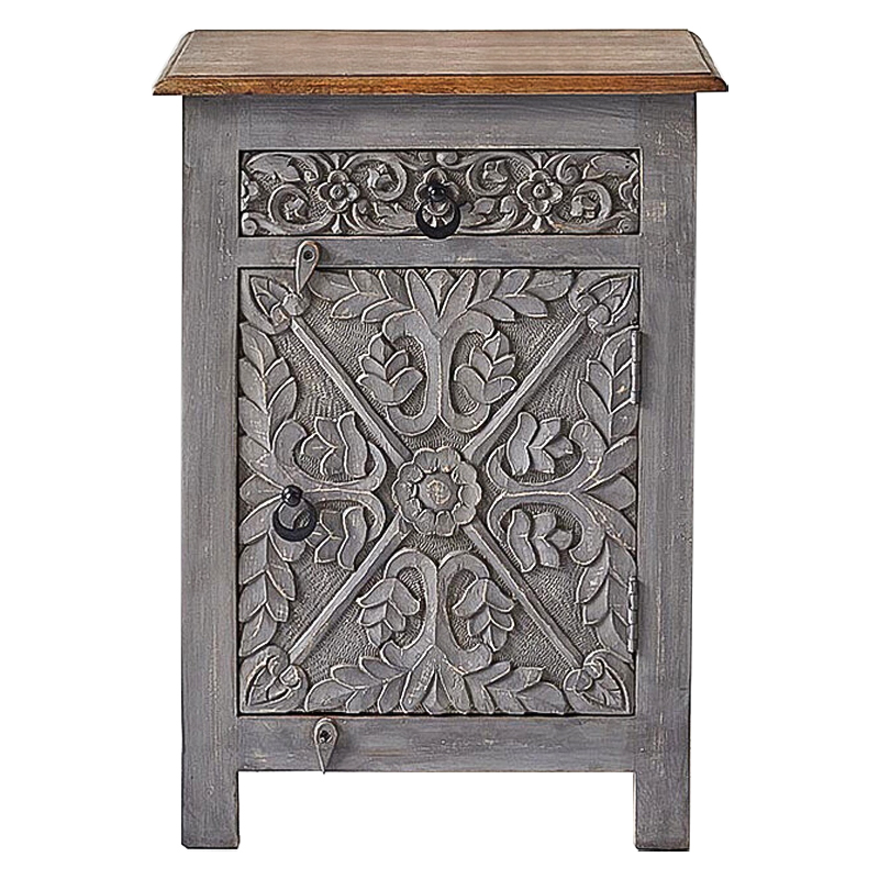 Тумба Indian Antique White Furniture Nightstand Ganica серый Серый Коричневый Тумба Indian Antique White Furniture Nightstand Ganica серый Серый Коричневый в Барнауле | Loft Concept