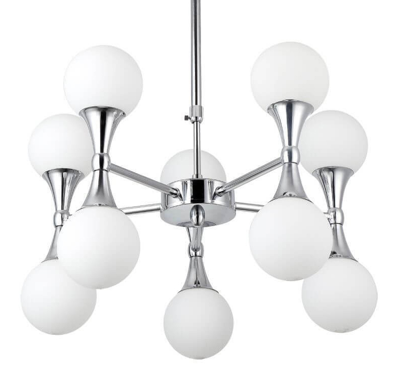 Люстра Ball Valley Chandelier Chromium 10 Белый Хром Люстра Ball Valley Chandelier Chromium 10 Белый Хром в Барнауле | Loft Concept