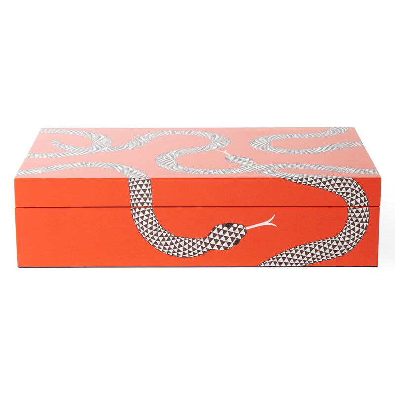 Шкатулка LARGE EDEN LACQUER BOX Jonathan Adler Оранжевый Темно-синий Шкатулка LARGE EDEN LACQUER BOX Jonathan Adler Оранжевый Темно-синий в Барнауле | Loft Concept