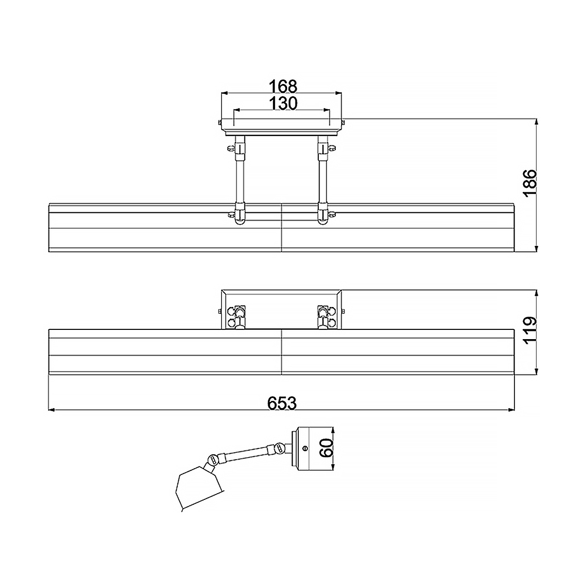 Светильник для картин с призматическим плафоном и двойными регулируемыми шарнирами Elstead Lighting в Барнауле