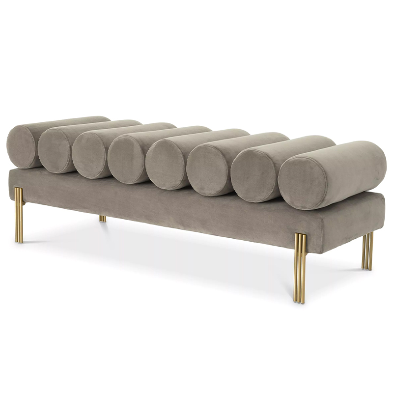 Банкетка Eichholtz Bench Oxley Grey Серый Латунь Банкетка Eichholtz Bench Oxley Grey Серый Латунь в Барнауле | Loft Concept