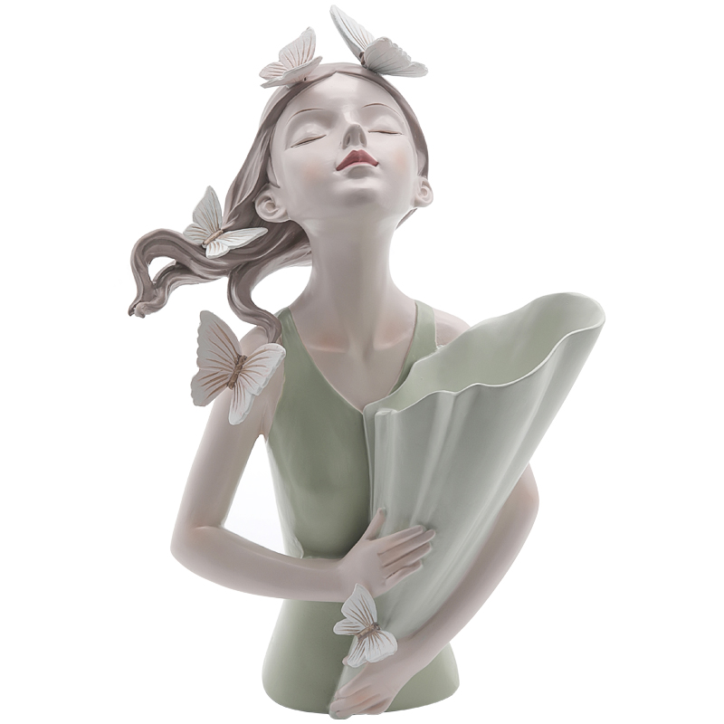 Статуэтка Butterfly Girl Vase Бежевый Белый Прозрачный зеленый Статуэтка Butterfly Girl Vase Бежевый Белый Прозрачный зеленый в Барнауле | Loft Concept