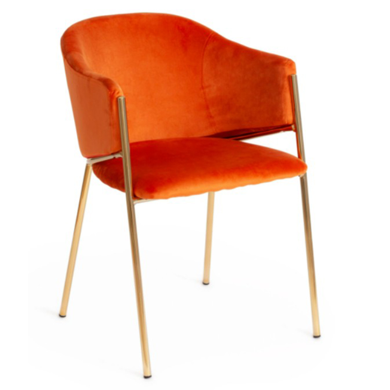 Стул Faisal Orange Velvet Chair Оранжевый Глянцевое золото Стул Faisal Orange Velvet Chair Оранжевый Глянцевое золото в Барнауле | Loft Concept