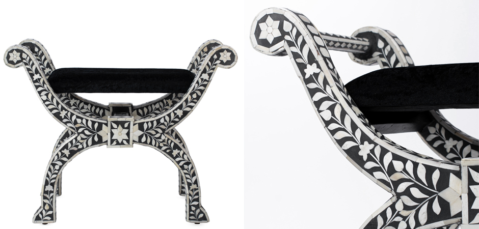Табурет отделка кость черный BONE INLAY Jenny Stool Табурет отделка кость черный BONE INLAY Jenny Stool - Loft-Concept в Барнауле
