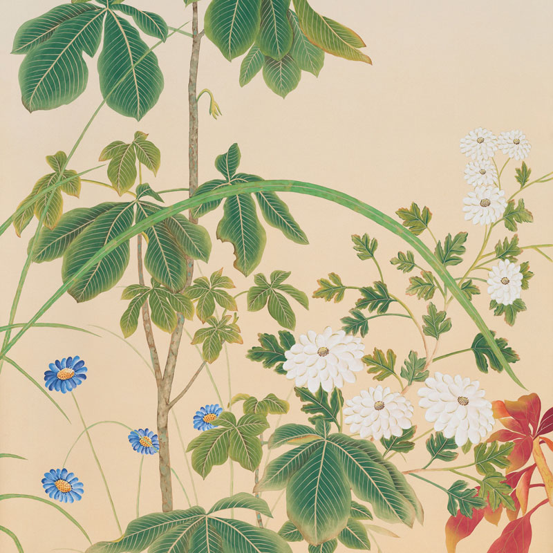 Обои ручная роспись Four Seasons Original colourway on painted Xuan paper with gold ombre  в Барнауле | Loft Concept 