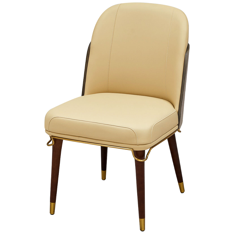 Стул бежевый Emilis Chair ножки из массива ясеня Бежевый Коричневый Латунь Стул бежевый Emilis Chair ножки из массива ясеня Бежевый Коричневый Латунь в Барнауле | Loft Concept