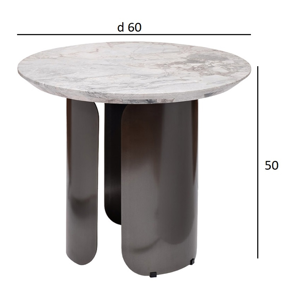 Столик журнальный круглый с мраморной столешницей Gray Marble Table Столик журнальный круглый с мраморной столешницей Gray Marble Table в Барнауле