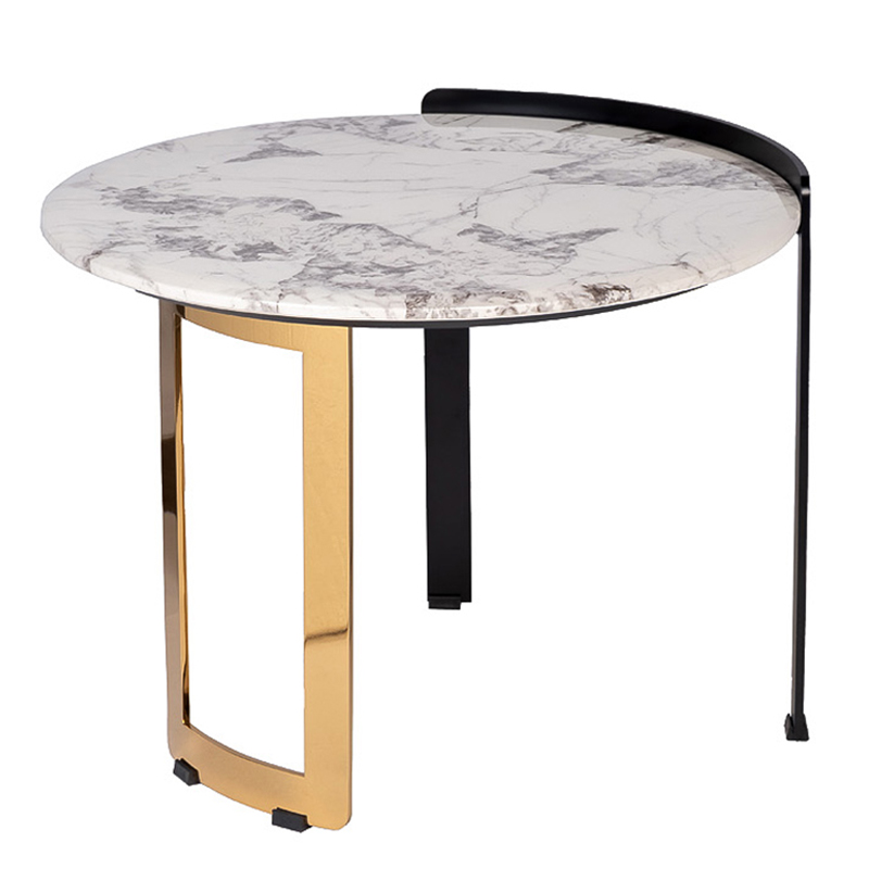 Приставной стол Rodgeir Side Table Черный Глянцевое золото Белый Мрамор Bianco Приставной стол Rodgeir Side Table Черный Глянцевое золото Белый Мрамор Bianco в Барнауле | Loft Concept