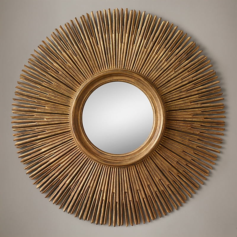 Restoration Hardware ROUND SUNBURST MIRROR Gold Винтажное Темное Золото Restoration Hardware ROUND SUNBURST MIRROR Gold Винтажное Темное Золото в Барнауле | Loft Concept