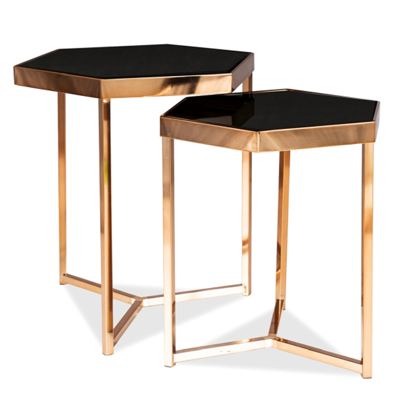 Комплект приставных столов Wally Side Table Золотой Шампань Черный Комплект приставных столов Wally Side Table Золотой Шампань Черный в Барнауле | Loft Concept