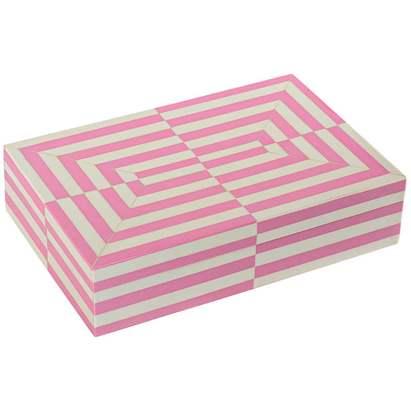Шкатулка Pink White Stripes Bone Inlay Box Розовый Белый Шкатулка Pink White Stripes Bone Inlay Box Розовый Белый в Барнауле | Loft Concept
