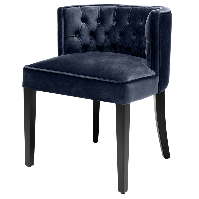 Стул Eichholtz Dining Chair Dearborn blue Темно-синий Черный Стул Eichholtz Dining Chair Dearborn blue Темно-синий Черный в Барнауле | Loft Concept