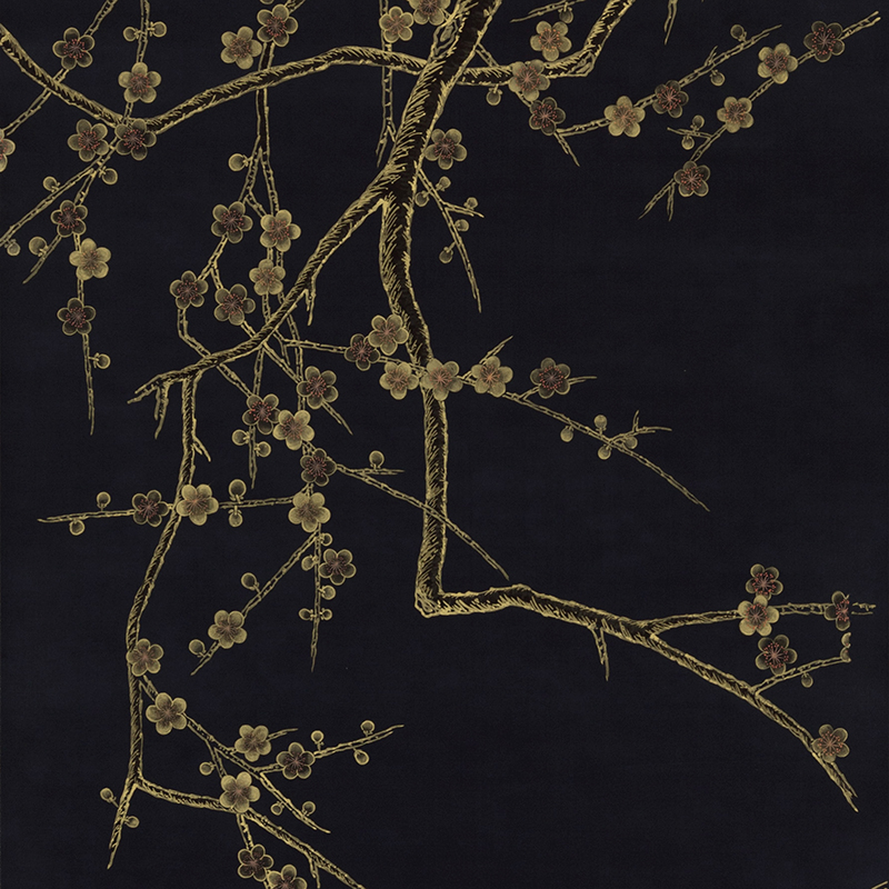 Обои ручная роспись Plum Blossom Colourway SC-226 on black painted silk Обои ручная роспись Plum Blossom Colourway SC-226 on black painted silk в Барнауле | Loft Concept