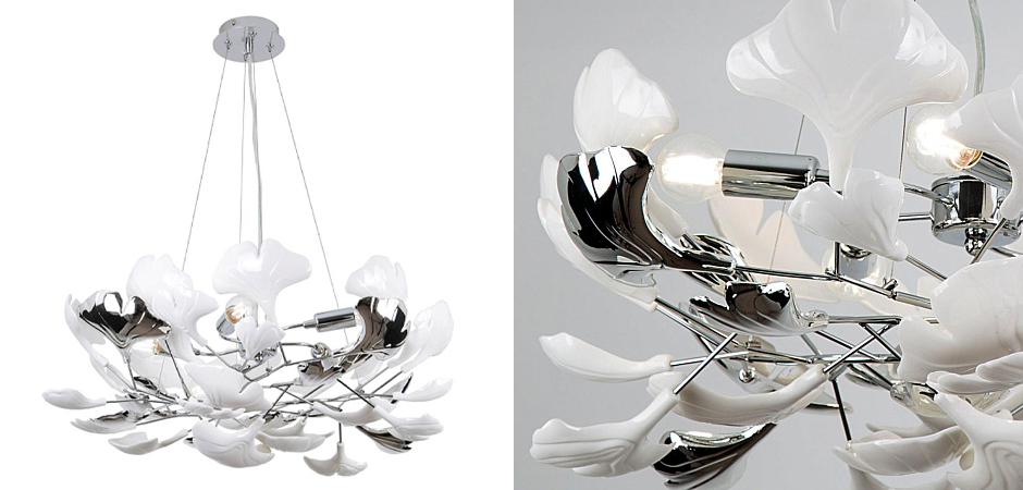 Люстра Wintery flover Chrome с Белыми декоративными плафонами Люстра Wintery flover Chrome с Белыми декоративными плафонами - Loft-Concept в Барнауле