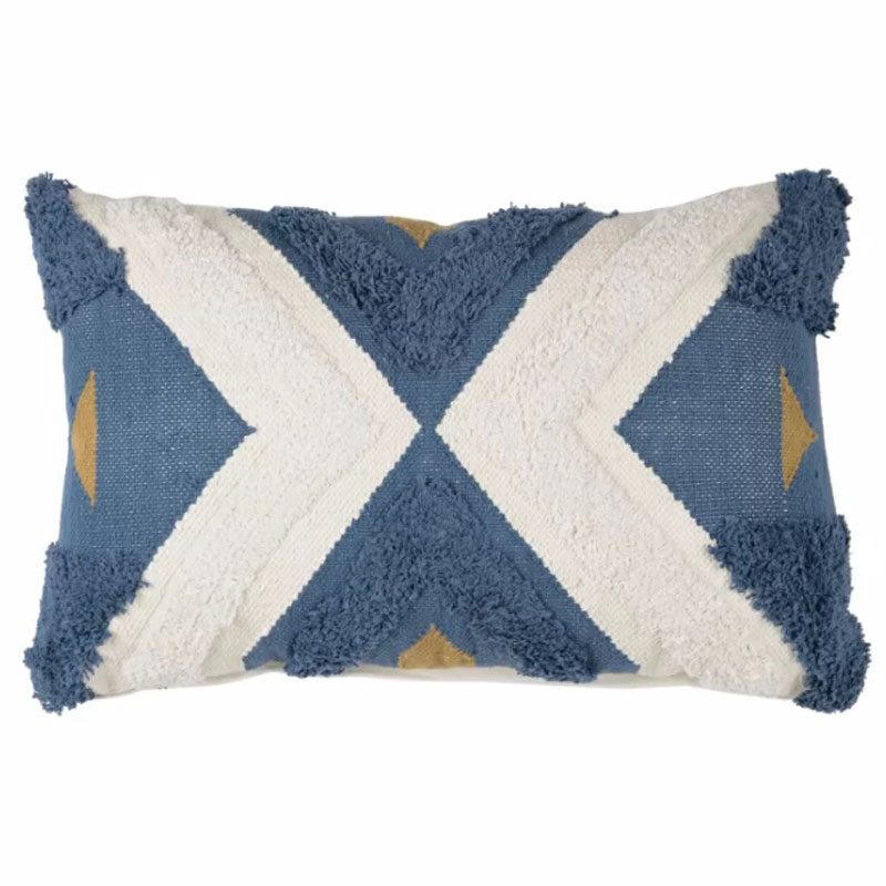 Подушка Blue Ikat Синий Белый Золотой Подушка Blue Ikat Синий Белый Золотой в Барнауле | Loft Concept