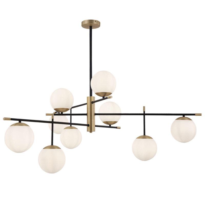 Светильник Spike Nine Balls Hanging Lamp матовое золото Прозрачный белый Светильник Spike Nine Balls Hanging Lamp матовое золото Прозрачный белый в Барнауле | Loft Concept