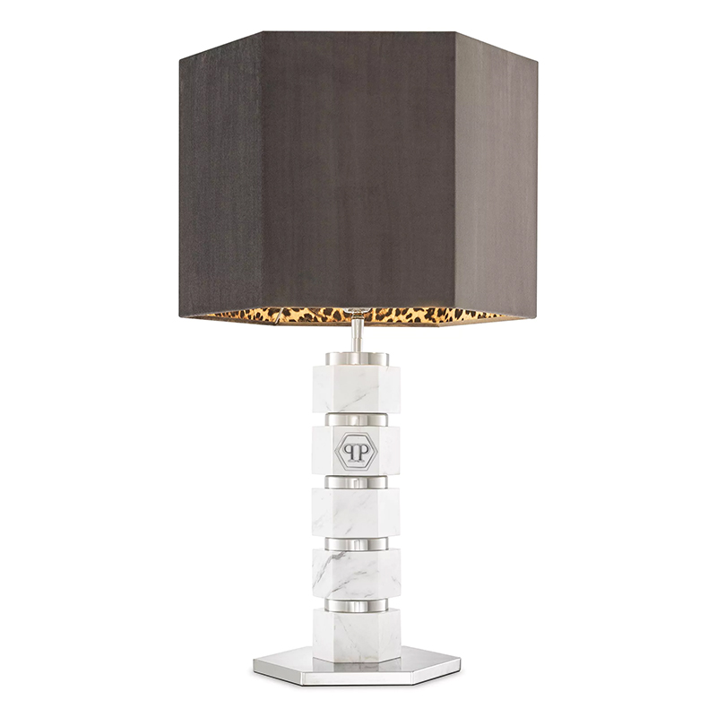 Настольная лампа Philipp Plein Table Lamp Hexagon Коричневый Белый Мрамор Bianco Хром Настольная лампа Philipp Plein Table Lamp Hexagon Коричневый Белый Мрамор Bianco Хром в Барнауле | Loft Concept