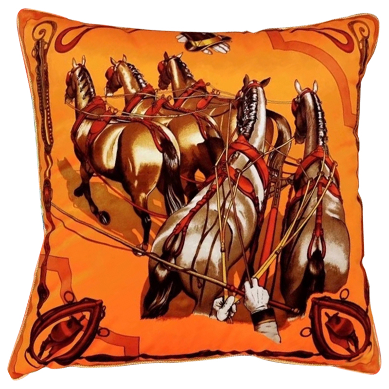Декоративная подушка Hermes Horse 112 Оранжевый Декоративная подушка Hermes Horse 112 Оранжевый в Барнауле | Loft Concept