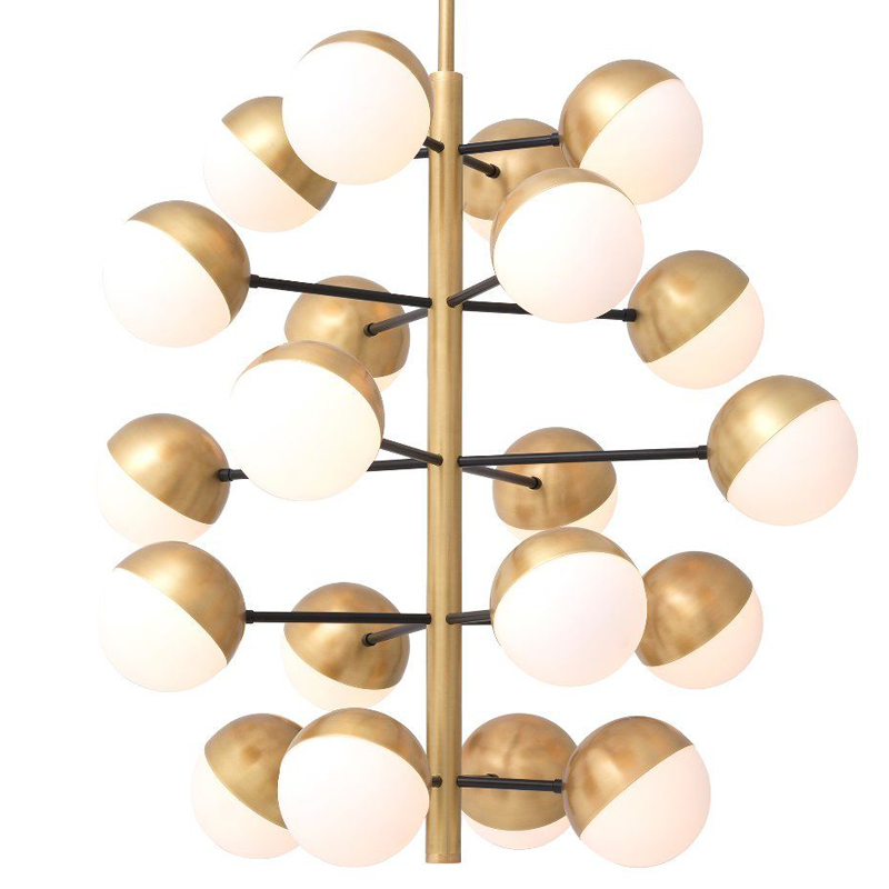 Люстра Eichholtz Chandelier Cona L Латунь Античная полированная Белое матовое стекло Черный Люстра Eichholtz Chandelier Cona L Латунь Античная полированная Белое матовое стекло Черный в Барнауле | Loft Concept