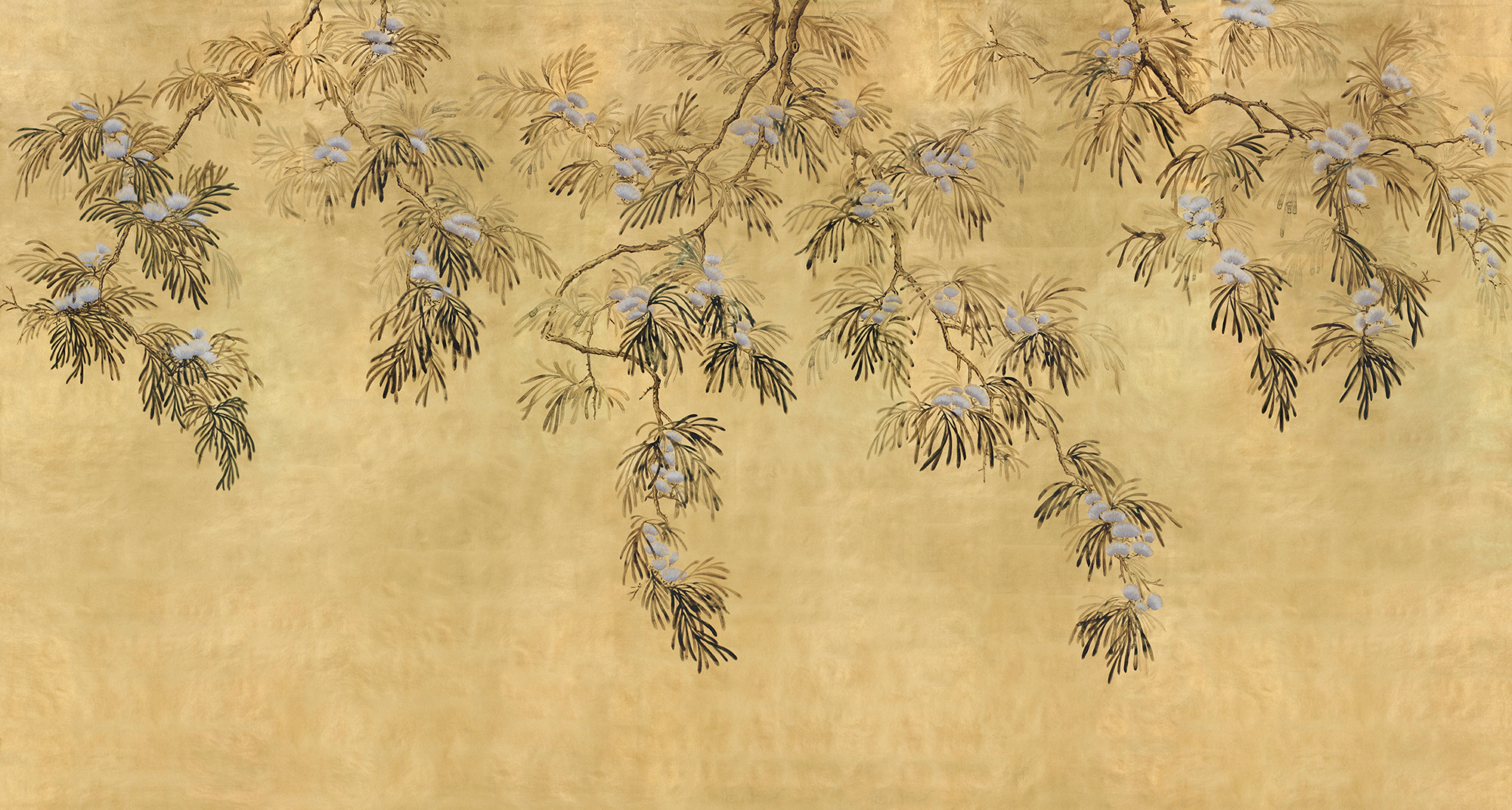 Обои ручная роспись Silk Tree Original colourway on Gold Bullion gilded paper Обои ручная роспись Silk Tree Original colourway on Gold Bullion gilded paper - постер Loft-Concept в Барнауле