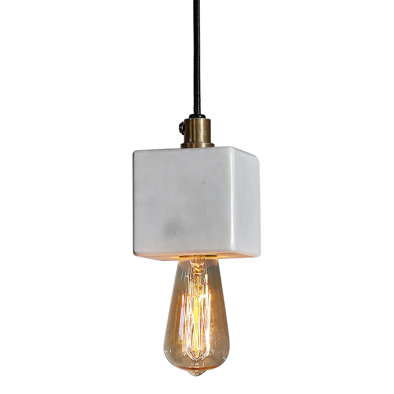 Подвесной светильник Shaw Cube Marble Hanging Lamp Черный Белый Мрамор Bianco Подвесной светильник Shaw Cube Marble Hanging Lamp Черный Белый Мрамор Bianco в Барнауле | Loft Concept