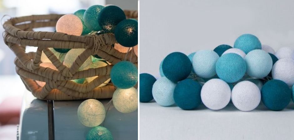 Гирлянда хлопковые фонарики Сotton Ball Aqua - Loft-Concept в Барнауле