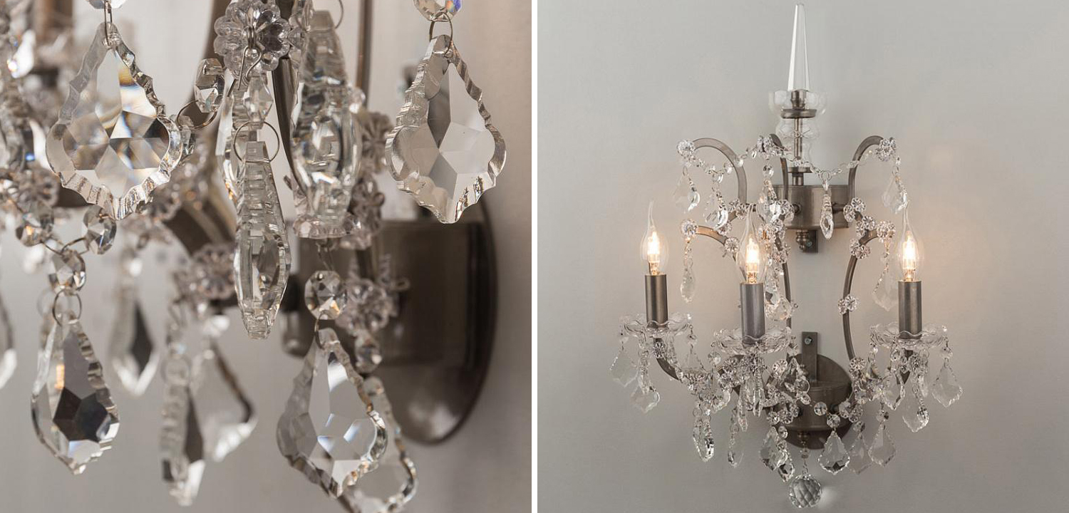 Бра 19th c. Rococo IRON & CLEAR CRYSTAL Brown Wall Lamp - фото №1