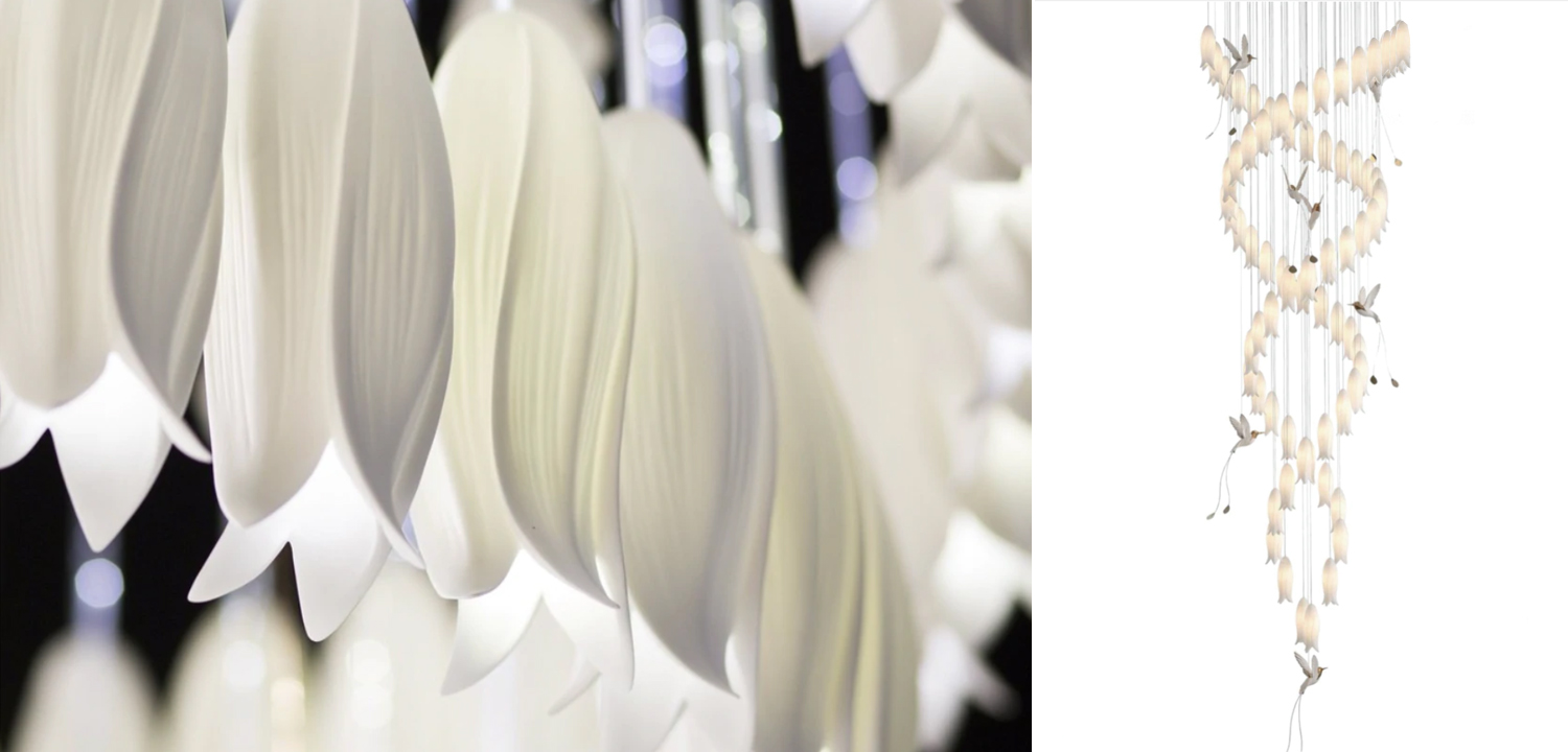 Люстра для Лестницы с птичками Колибри Sagarti Contemporary chandelier ALBA Flowers & Birds - фото