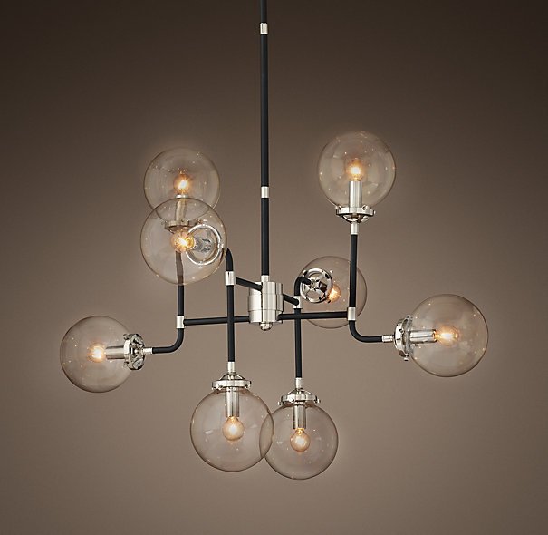 Люстра BISTRO GLOBE CLEAR GLASS SILVER CHANDELIER 8 Черный Серебряный Прозрачное Стекло в Барнауле | Loft Concept 