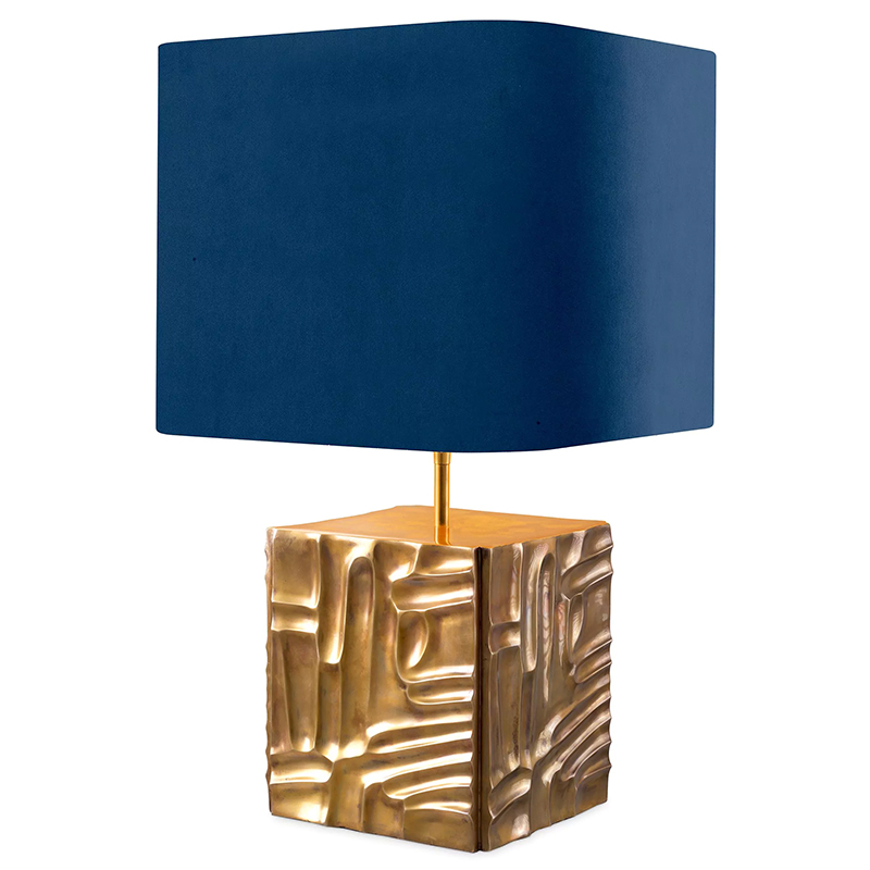 Настольная лампа Eichholtz Table Lamp Oregon Blue Velvet Синий Латунь в Барнауле | Loft Concept 
