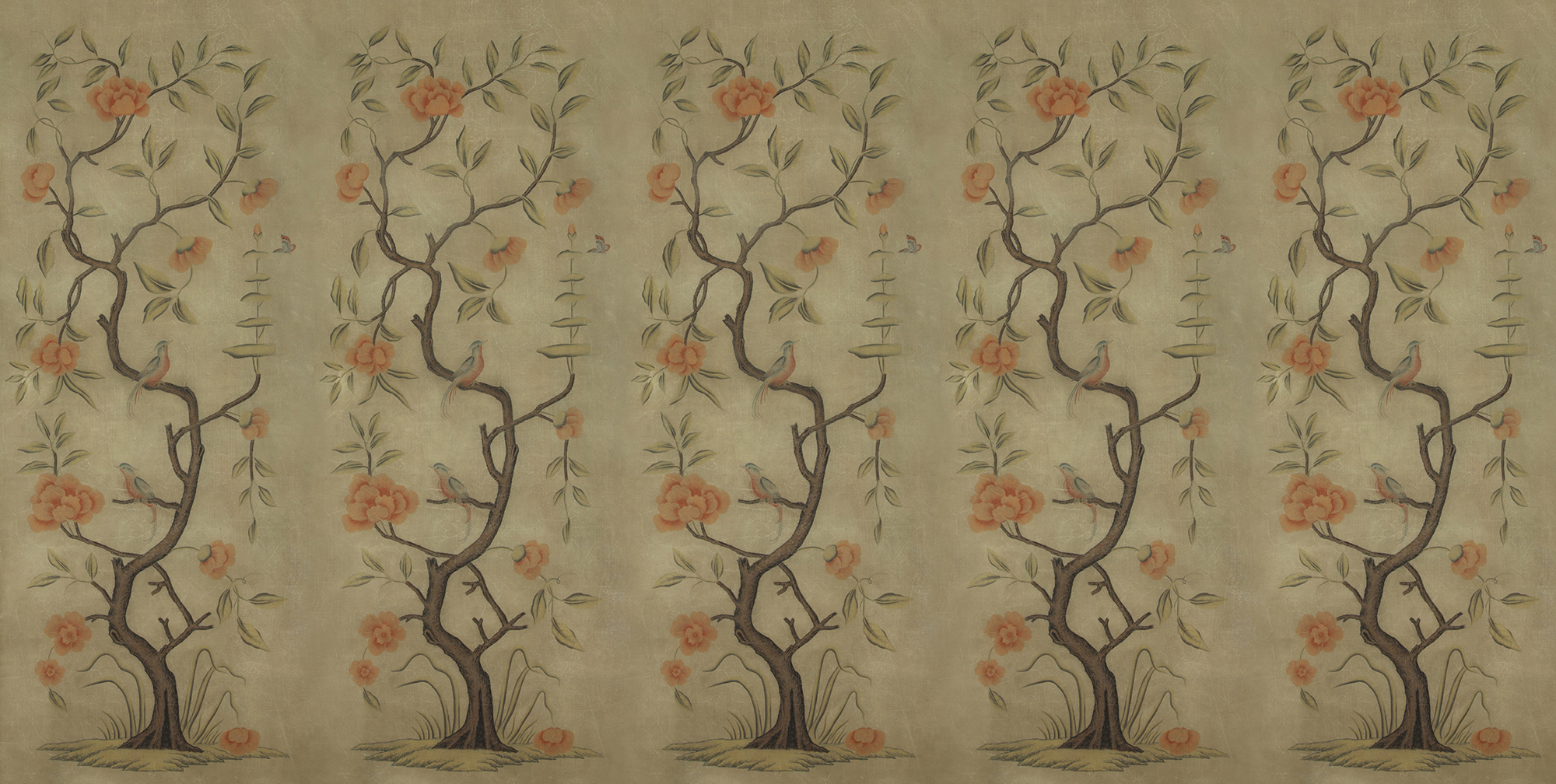 Обои ручная роспись Gustavian Tree of Life Special Colourway on brown Williamsburg Обои ручная роспись Gustavian Tree of Life Special Colourway on brown Williamsburg - постер Loft-Concept в Барнауле