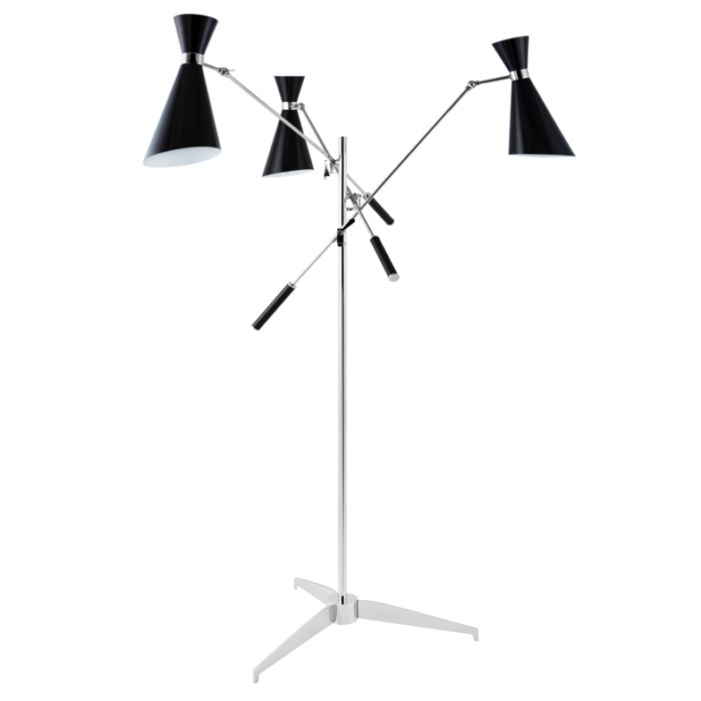 Торшер Stanley FLOR LAMP Черный Хром Торшер Stanley FLOR LAMP Черный Хром в Барнауле | Loft Concept