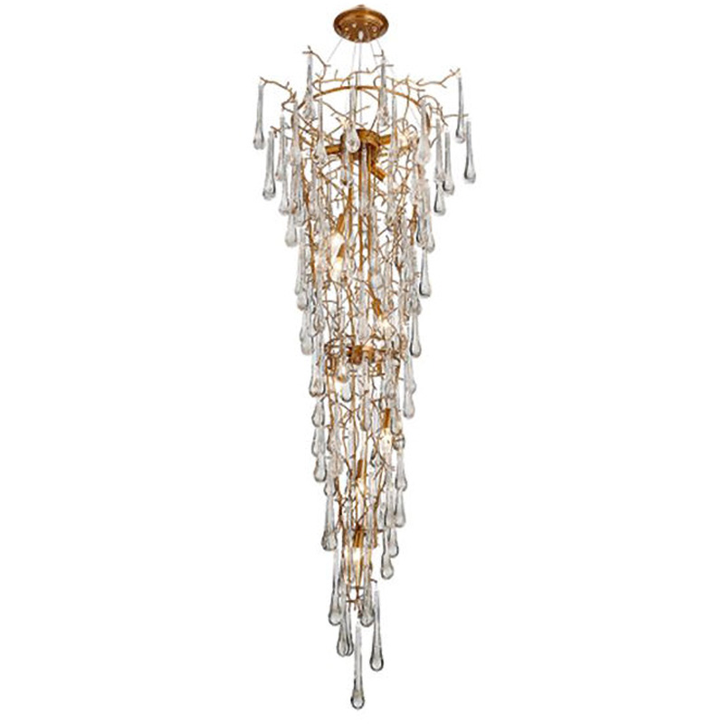 Люстра Waterfall Chandelier Crystal Drops Золотой Прозрачный Люстра Waterfall Chandelier Crystal Drops Золотой Прозрачный в Барнауле | Loft Concept