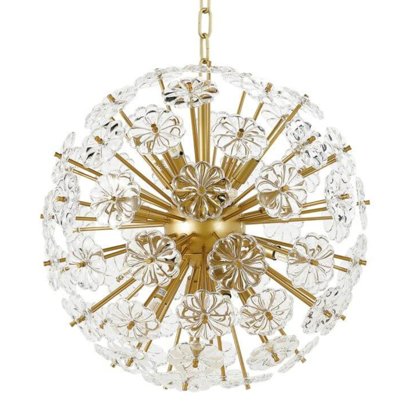 Люстра Glass Flowers Sputnik Chandelier D 48 матовое золото Прозрачное Стекло Люстра Glass Flowers Sputnik Chandelier D 48 матовое золото Прозрачное Стекло в Барнауле | Loft Concept