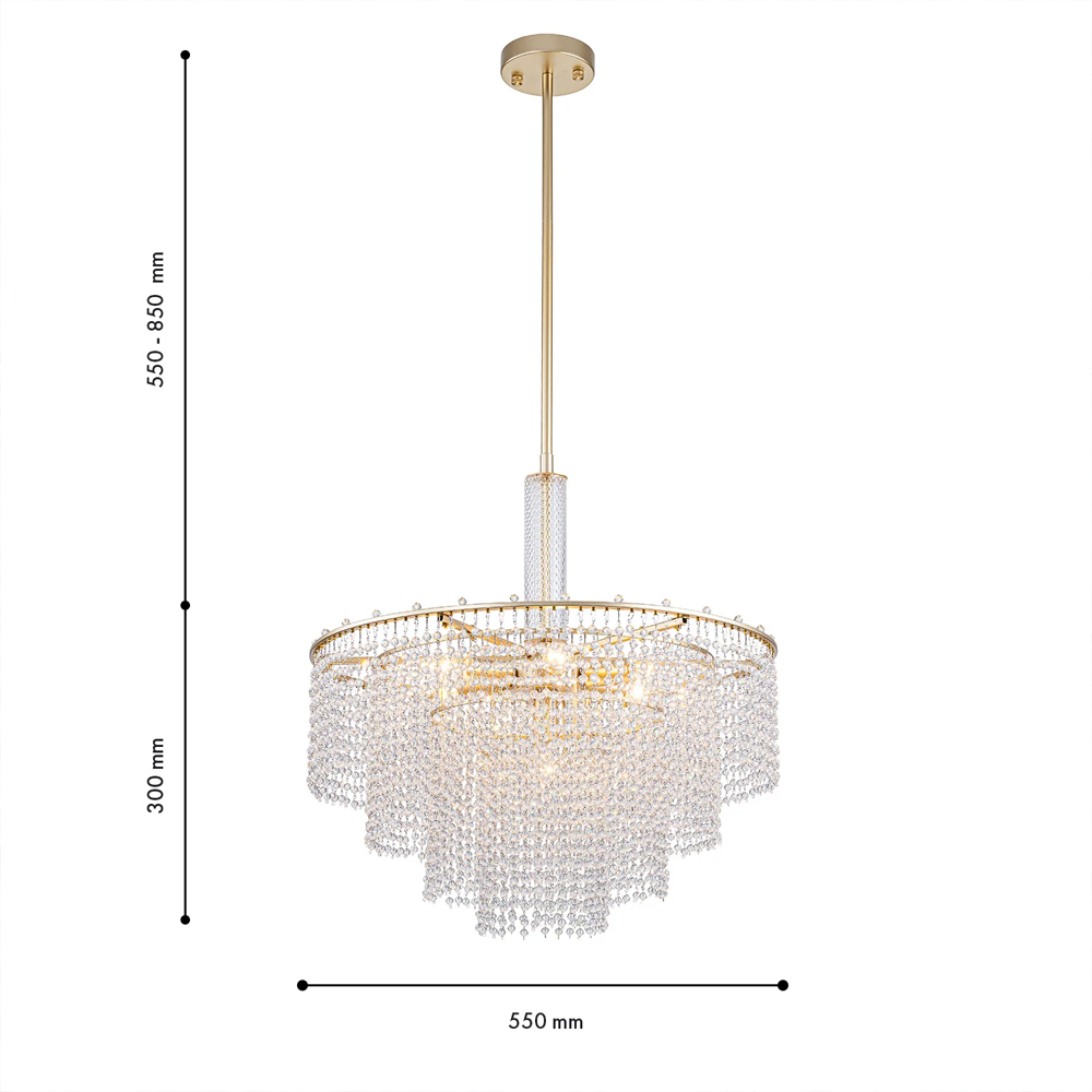 Люстра многоярусная с каскадами кристаллов Crystal Rains в Барнауле
