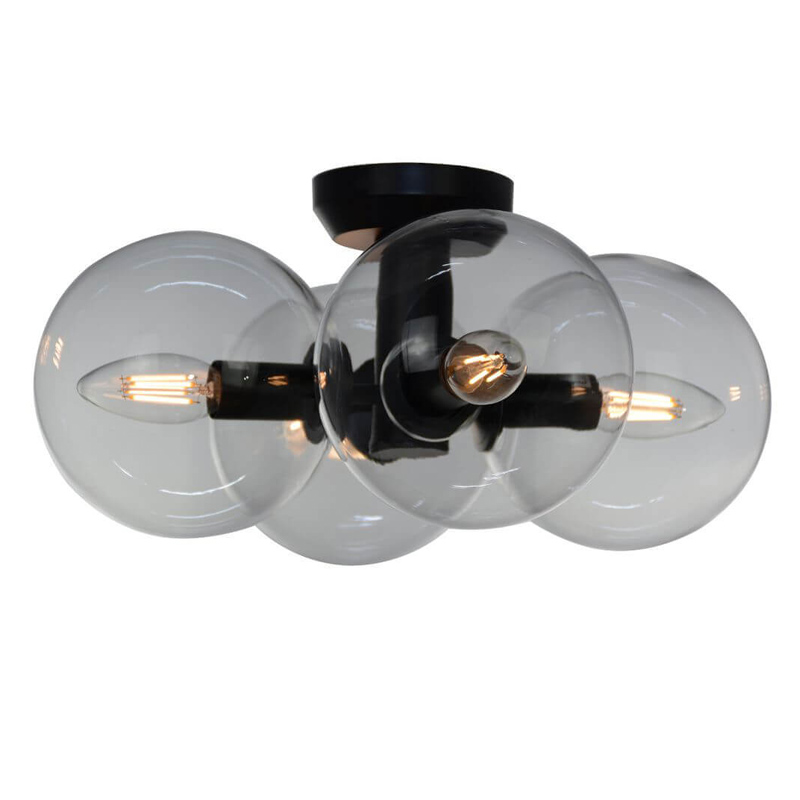 Потолочный светильник Modo 4 Globes Ceiling Lamp 30 Черный Прозрачное Стекло Потолочный светильник Modo 4 Globes Ceiling Lamp 30 Черный Прозрачное Стекло в Барнауле | Loft Concept