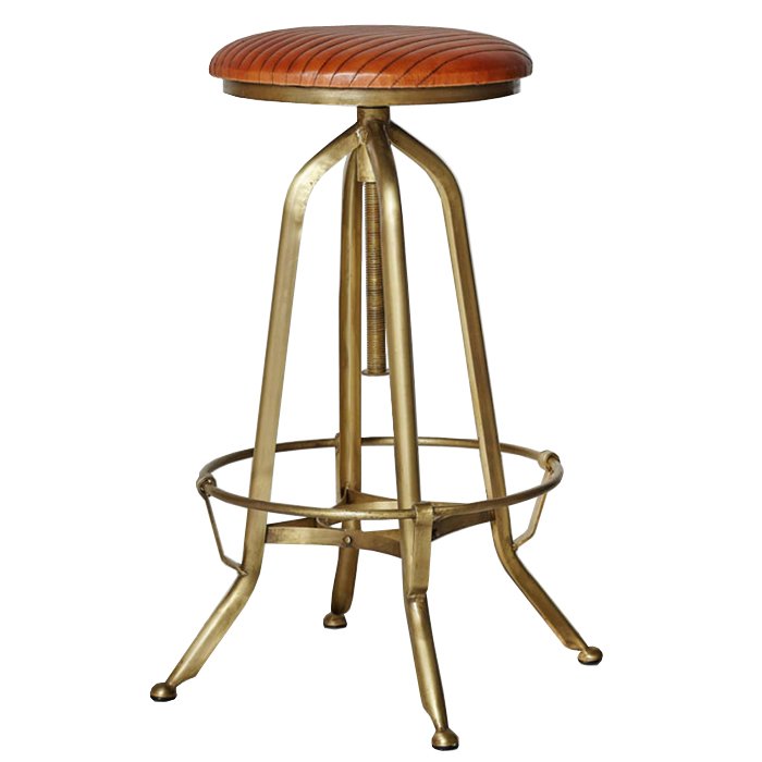 Барный стул Roller Bar Stool Коричневый Золотой Барный стул Roller Bar Stool Коричневый Золотой в Барнауле | Loft Concept