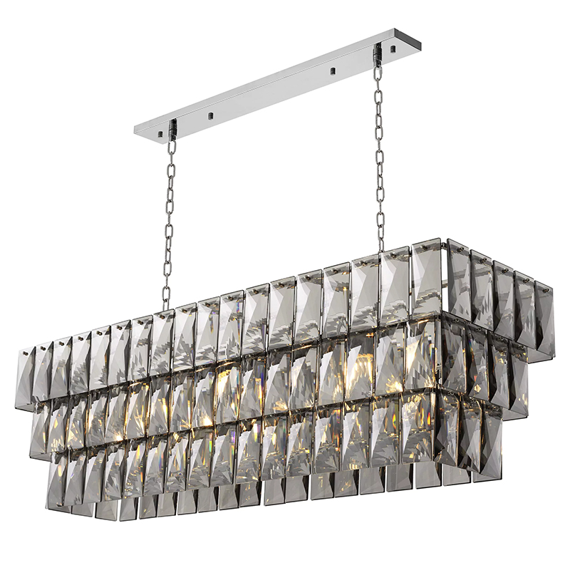 Люстра Eichholtz Chandelier Amazone Rectangular Nickel Никель Стекло Смок Люстра Eichholtz Chandelier Amazone Rectangular Nickel Никель Стекло Смок в Барнауле | Loft Concept