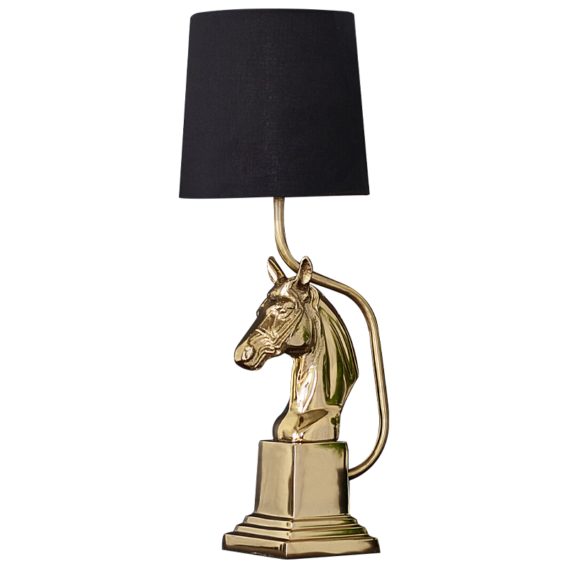 Настольная лампа с абажуром Lampshade Horse Sculpture Gold Черный Глянцевое золото Настольная лампа с абажуром Lampshade Horse Sculpture Gold Черный Глянцевое золото в Барнауле | Loft Concept