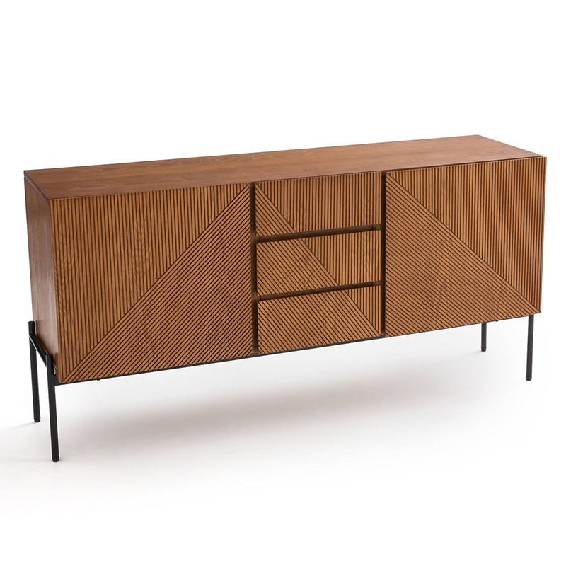 Комод с геометрическим рисунком Anders Chest of drawers с 3-мя ящиками и 2-мя дверцами Темный дуб Комод с геометрическим рисунком Anders Chest of drawers с 3-мя ящиками и 2-мя дверцами Темный дуб в Барнауле | Loft Concept