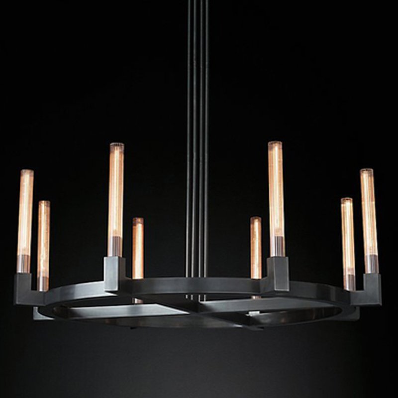 Люстра RH CANELLE Round Chandelier 8 Modern Black Черный Люстра RH CANELLE Round Chandelier 8 Modern Black Черный в Барнауле | Loft Concept