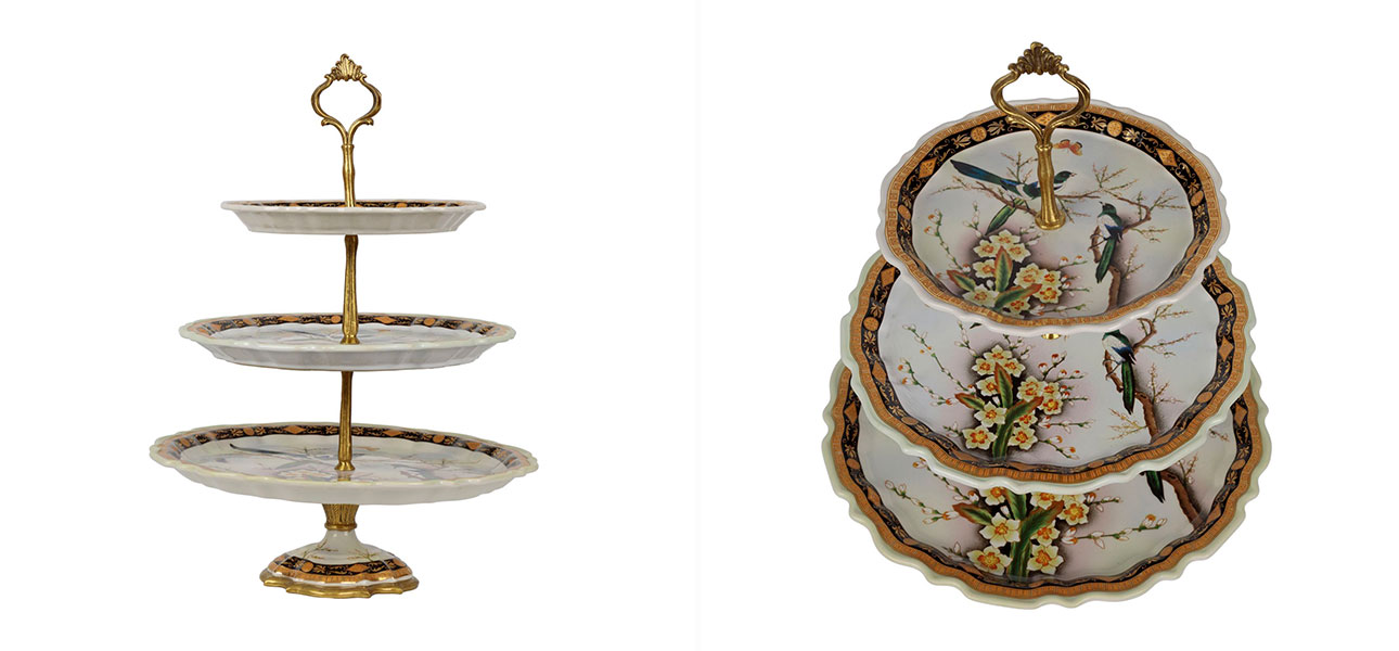 Блюдо фарфоровое для фруктов три яруса Fruit - фото