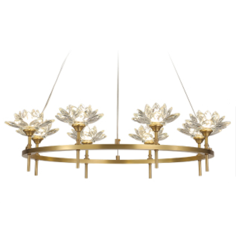 Люстра Хрустальные Цветы Лотоса Lotus flower Clear Glass lamp 8 Латунь Прозрачное Стекло Люстра Хрустальные Цветы Лотоса Lotus flower Clear Glass lamp 8 Латунь Прозрачное Стекло в Барнауле | Loft Concept