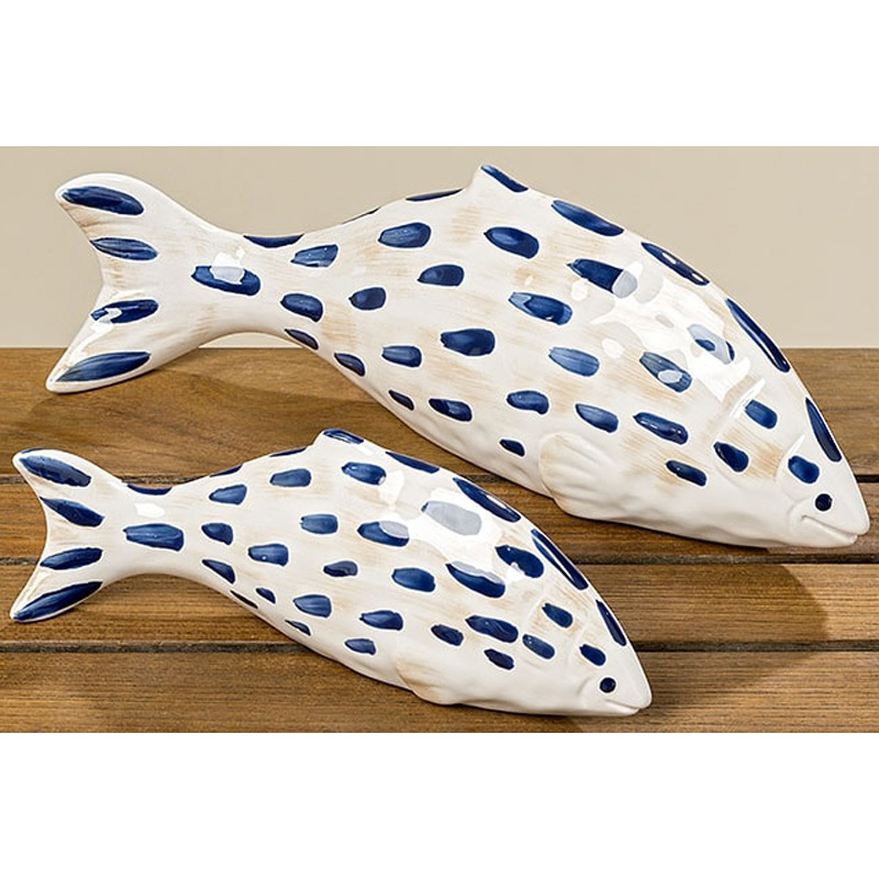 Статуэтка Fish Blue & White Белый Синий Статуэтка Fish Blue & White Белый Синий в Барнауле | Loft Concept