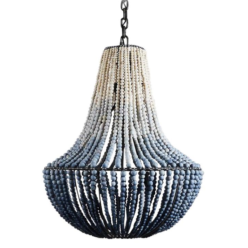Люстра каплевидной формы украшенная круглыми бусинами Gradient Chandelier Blue White Белый Серо-голубой Синий Люстра каплевидной формы украшенная круглыми бусинами Gradient Chandelier Blue White Белый Серо-голубой Синий в Барнауле | Loft Concept