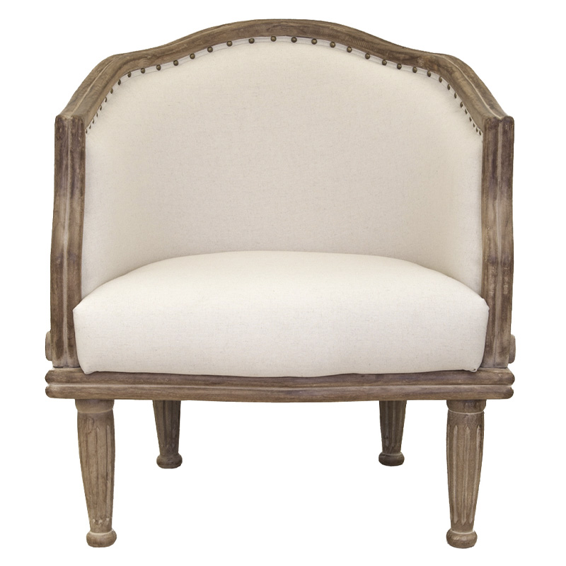 Кресло низкое с мягкой обивкой из льна на 4-х деревянных ножках Emile Armchair beige Бежевый Коричневый Кресло низкое с мягкой обивкой из льна на 4-х деревянных ножках Emile Armchair beige Бежевый Коричневый в Барнауле | Loft Concept